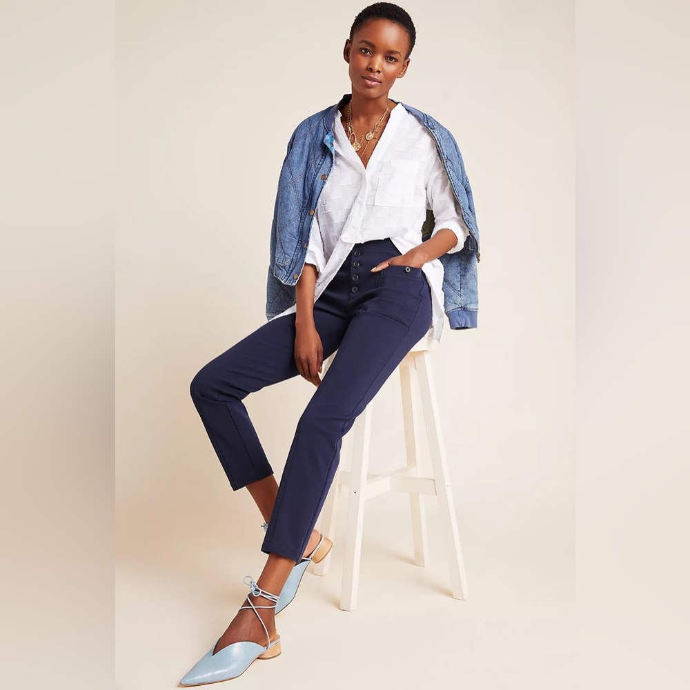 Anthropologie Bryson Tapered Pants in size 2 in Navy Blue